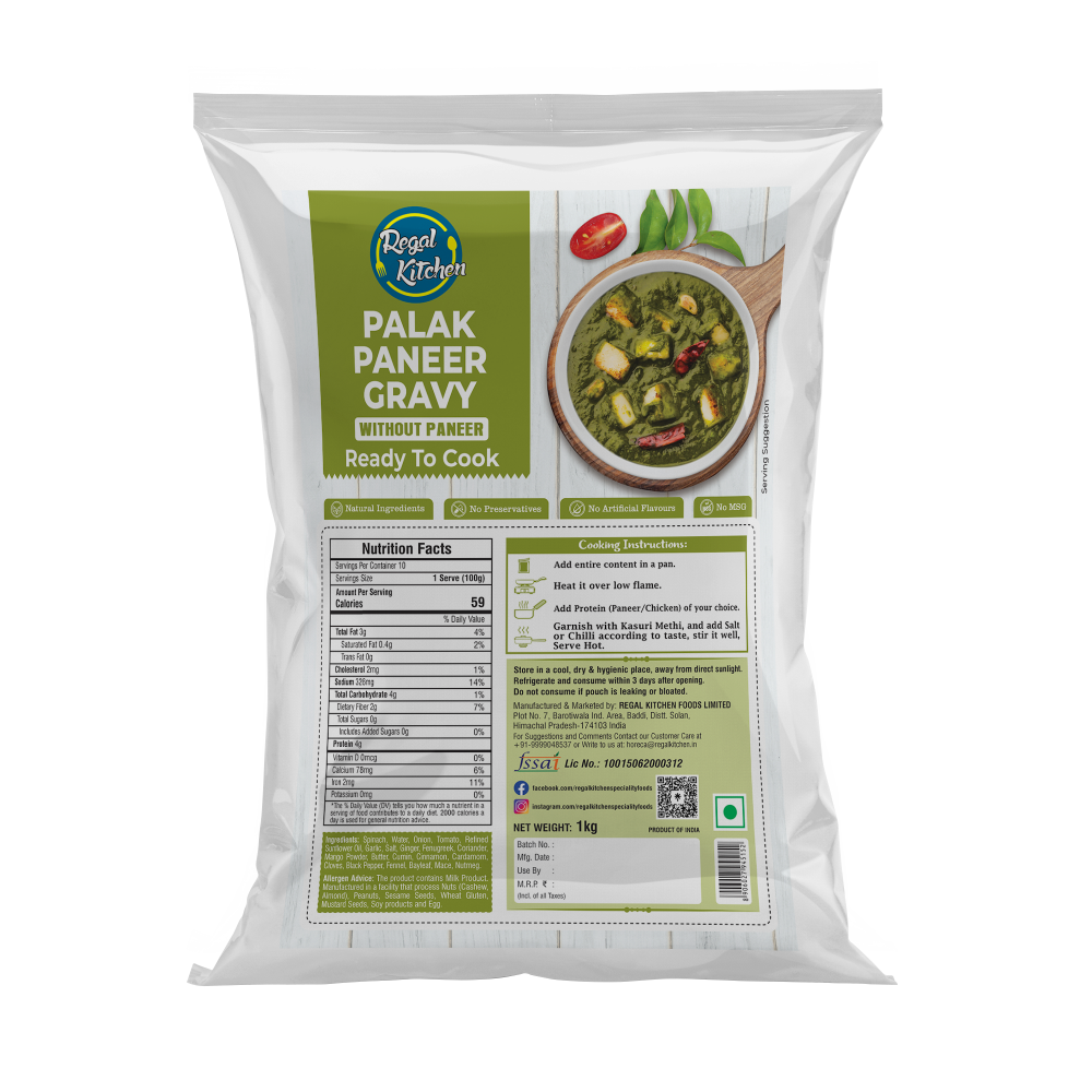 Palak Paneer Gravy (Without Paneer)
